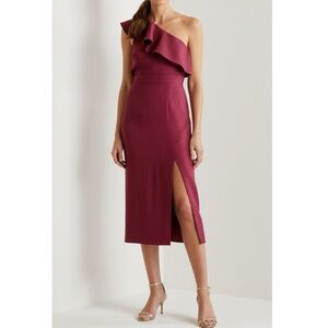 SÉZANE Moisa Midi Skirt, Magenta, FR44/US12
